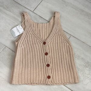 Beige Knit Sweater Vest